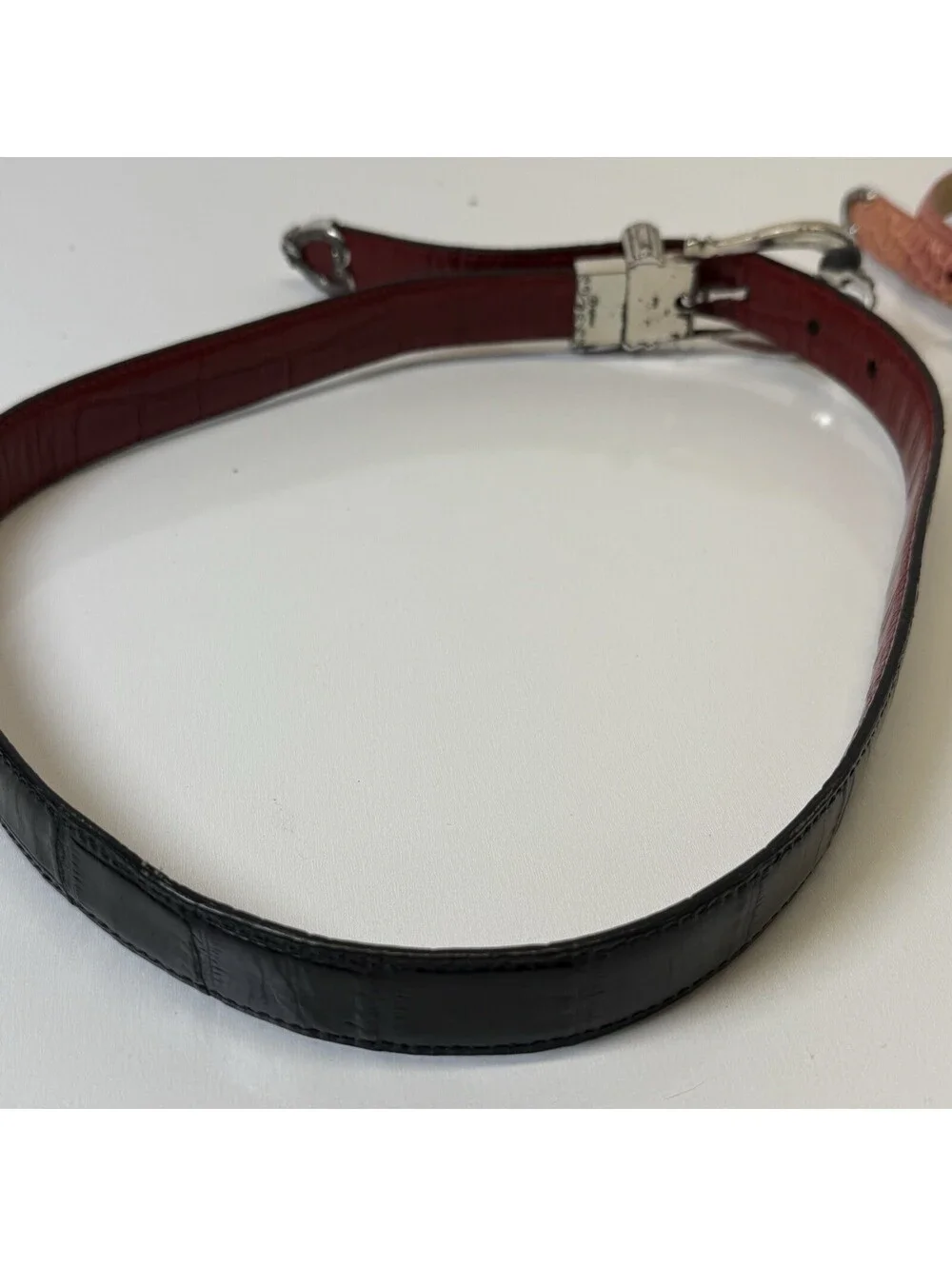 Vintage Lot Brighton Belt 30 M Heart Reversible Red Black Pink Leather Silver
